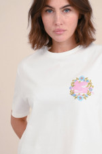 T-Shirt mit Logo-Stickerei in Weiß