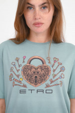 T-Shirt mit Schlüssel-Print in Salbei