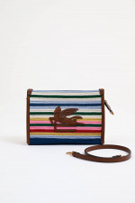 Gestreifte Pouch mit Riemen in Braun/Multicolor