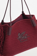 Gestrickter Shopper mit Pegasus-Logo in Bordeaux