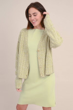 Cardigan mit Lurexfäden in Gold/Pastell-Lime