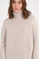 Rollkragenpullover aus Woll-Mix in Greige