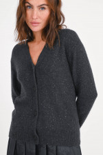 Strickjacke mit Pailletten-Details in Anthrazit