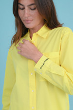 Bluse mit Stickerei in Gelb