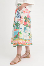 Gemusteter Midirock BREEZE in Weiß/Multicolor