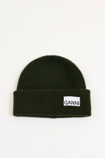 Rippstrick Beanie in Olivgrün