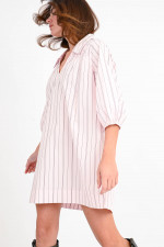 Mini-Blusenkleid mit Streifen in Rosa/Violett