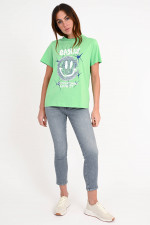 T-Shirt mit Smile-Print in Grün