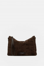 Kroko-Velourleder-Pouch NORA in Espresso