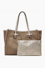 Canvas Shopper MARCELLA mit Fransen in Beigebraun