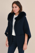 Cape aus Wolle und Cashmere in Navy