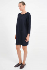 Kleid aus reiner Wolle in Navy