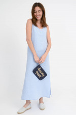 Ärmelloses Leinenkleid ROMEO in Hellblau