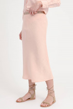 Midi-Rock JIMA aus Leinen in Blush
