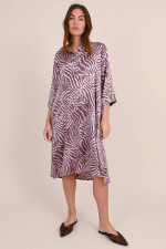Satin Blusenkleid mit Zebra-Muster in Violett