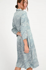 Hemdblusenkleid in Blaugrün gemustert