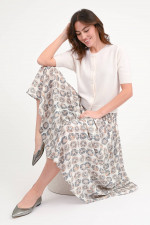 Kleid/Rock IRIS mit Blumenmuster in Beige/Grau