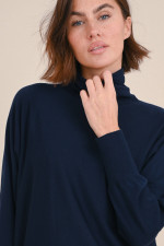 Merino Feinstrick Pullover in Navy