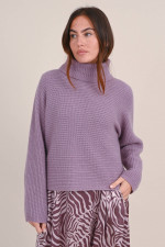 Querrippstrick Pullover in Violett