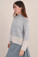 Wollmix Pullover in Hellgrau/Sand