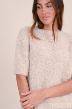 Bouclé Strickshirt in Beige
