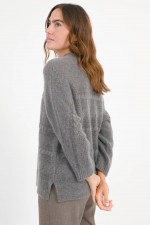 Cashmere-Mix Pullover mit Strick-Design in Ash