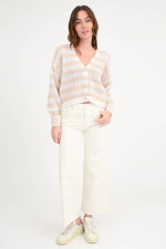 Cash-Mix Jacke in Beige/Natur gestreift