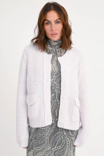 Jacke aus Tweed-Bouclé in Hellgrau