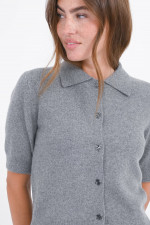 Cashmere Cardigan mit H-Knöpfen in Silbergrau