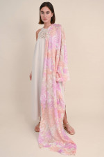 Schal INKE in Lila/Peach floral gemustert