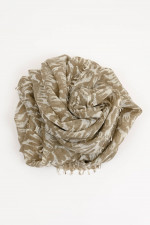 Wollschal MLUCK in Khaki/Weiß