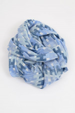 Cashmere-Seide-Schal KAILA in Blau gemustert