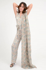 Cashmere-Seide-Schal FULKE in Creme/Taupe/Petrol