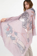 Cashmere-Seiden-Schal NANDU in Lila/Rosa