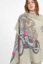 Cashmere-Seiden-Schal NANG in  Pink/Oliv/Braun