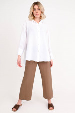 Oversized Leinenbluse in Weiß