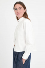 Cropped Flanell Bluse in Weiß