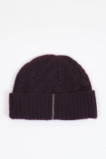 Cashmere Zopfstrickmütze in Aubergine