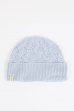 Cashmere Zopfstrickmütze in Hellblau