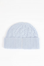 Cashmere Zopfstrickmütze in Hellblau
