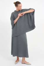Cashmere Poncho in Boston Grey