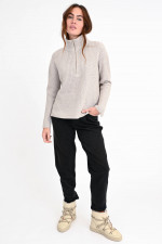 Boxy Fit Troyer aus Cashmere-Mix in Beige