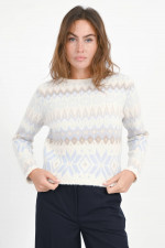 Norweger-Pullover aus Cashmere in Creme/Hellblau