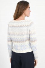 Norweger-Pullover aus Cashmere in Creme/Hellblau