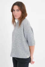 Pailletten-Pullover aus Cash-Seiden-Mix in Grau