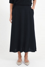 Midi-Rock aus Merinowolle in Navy