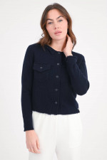 Strickjacke aus Cashmere-Mix in Navy
