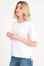 T-Shirt mit Glitzernähten in Weiß
