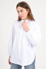 Oversize Bluse mit Logo Detail in Weiß