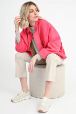 Beschichtete Oversize Hemd-Jacke in Hot Pink